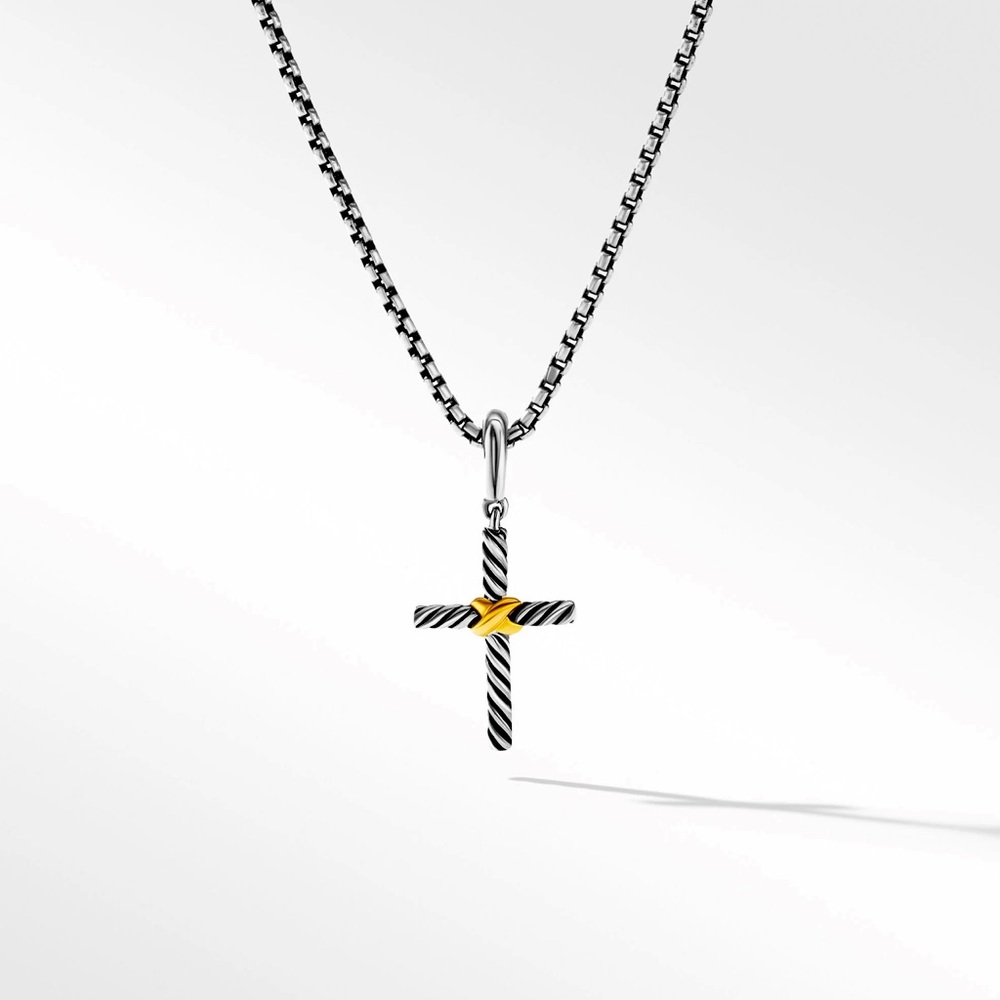DY Gold & Sterling Silver Cross Necklace